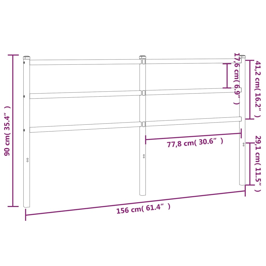 vidaXL Tăblie de pat metalică, alb, 150 cm