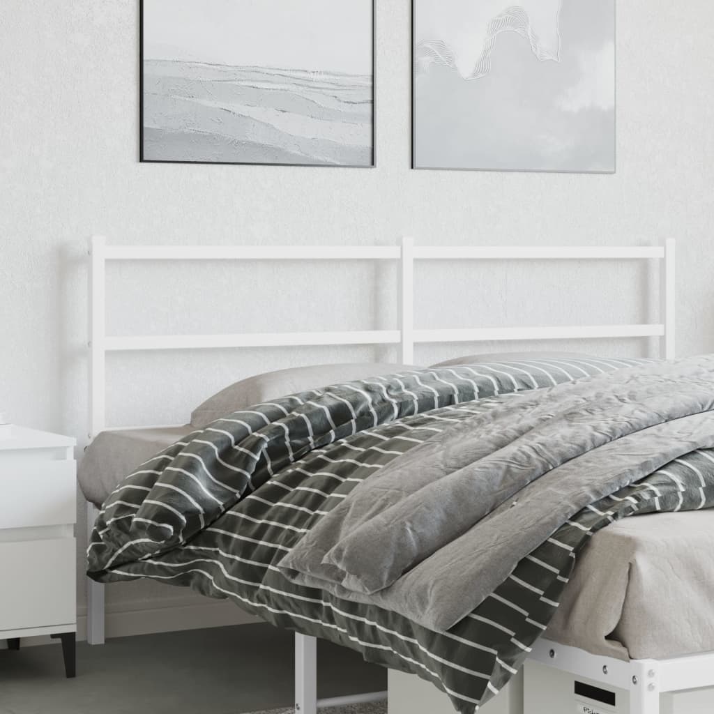 vidaXL Tăblie de pat metalică, alb, 150 cm
