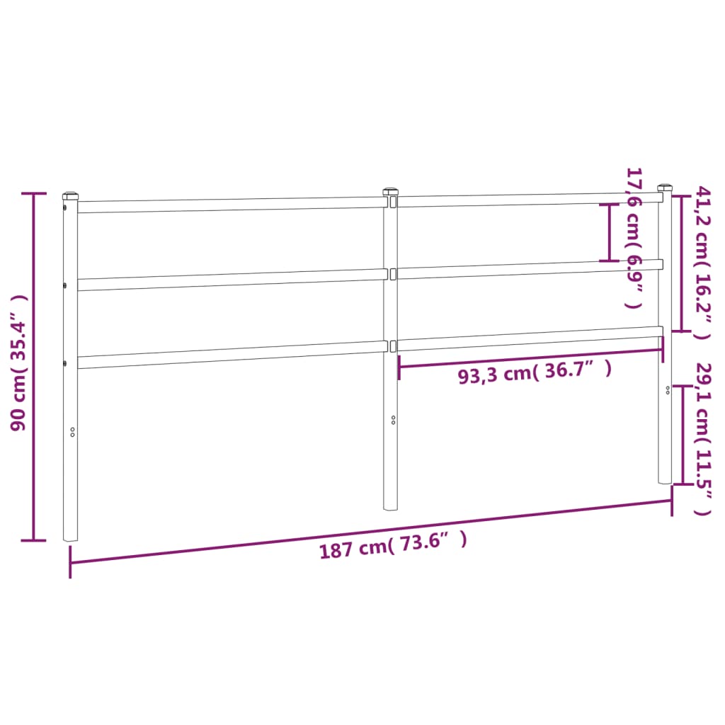 vidaXL Tăblie de pat metalică, alb, 180 cm