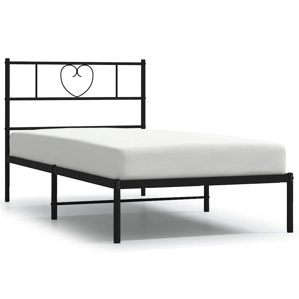 vidaXL Cadru de pat din metal cu tăblie, negru, 100x200 cm