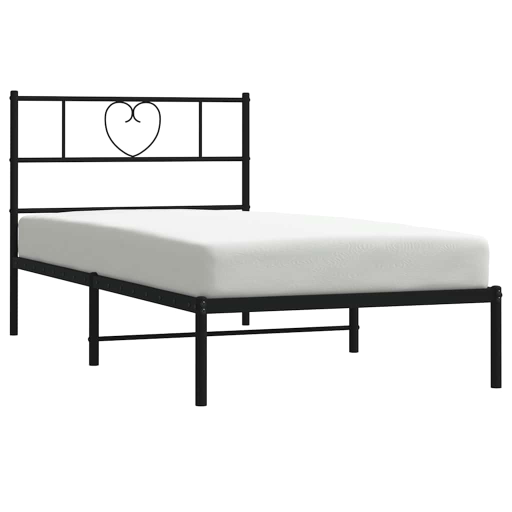 vidaXL Cadru de pat din metal cu tăblie, negru, 100x200 cm