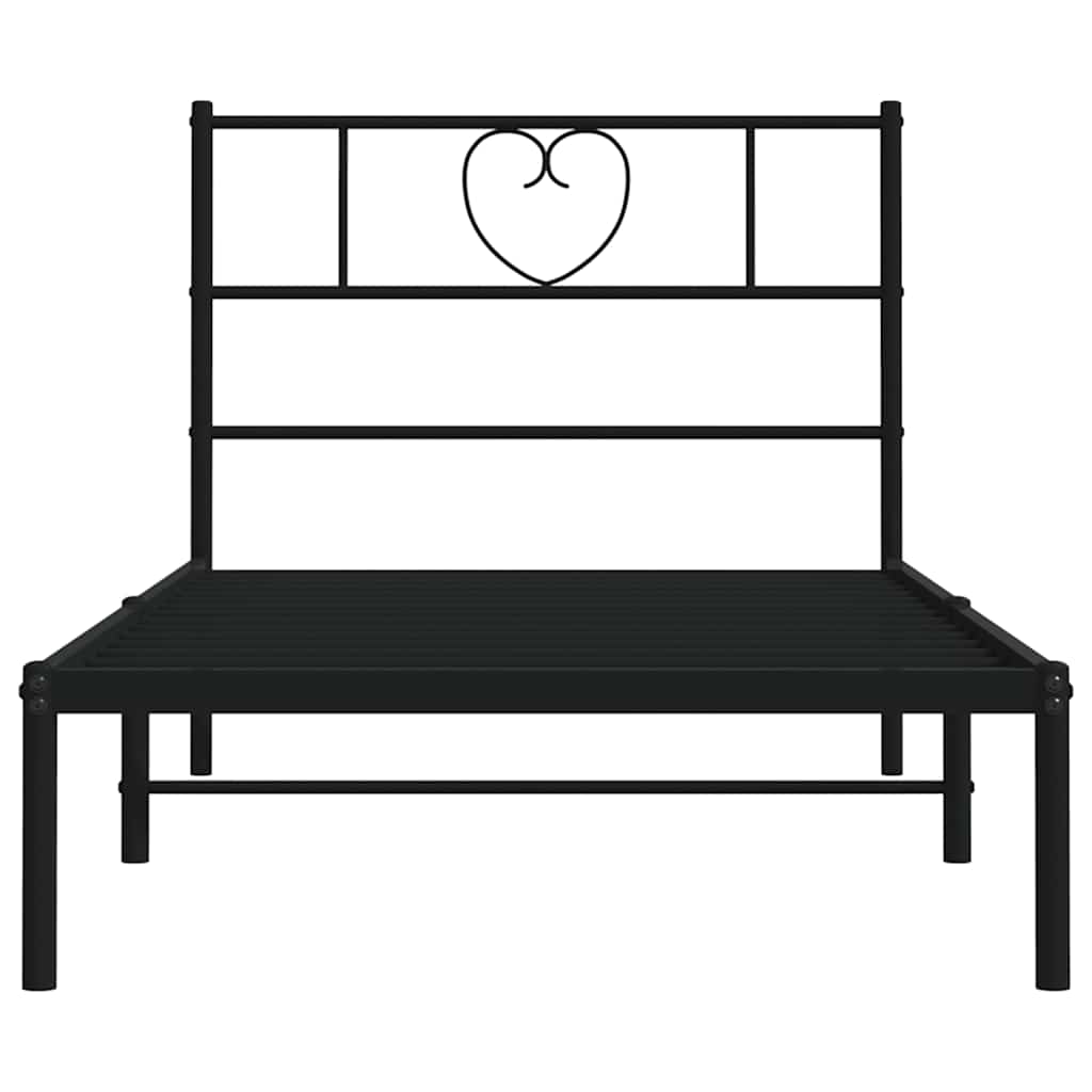 vidaXL Cadru de pat din metal cu tăblie, negru, 100x200 cm
