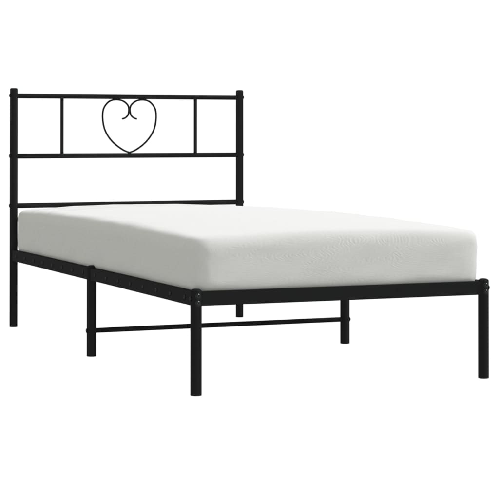 vidaXL Cadru de pat din metal cu tăblie, negru, 107x203 cm