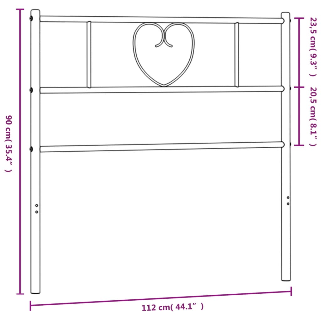 vidaXL Tăblie de pat metalică, negru, 107 cm vidaXL Tăblie de pat metalică, negru, 107 cm