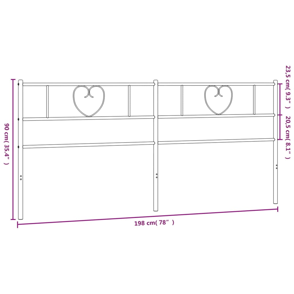 vidaXL Tăblie de pat metalică, negru, 193 cm vidaXL Tăblie de pat metalică, negru, 193 cm