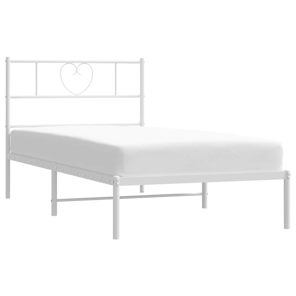 vidaXL Cadru de pat din metal cu tăblie, alb, 100x200 cm