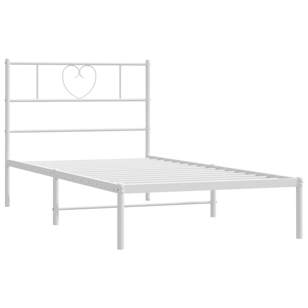 vidaXL Cadru de pat din metal cu tăblie, alb, 107x203 cm