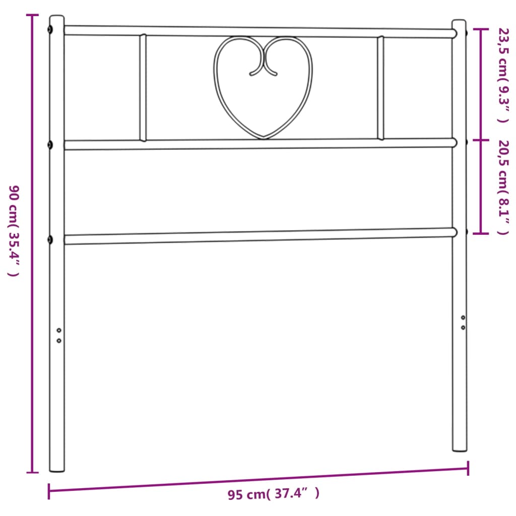 vidaXL Tăblie de pat metalică, alb, 90 cm vidaXL Tăblie de pat metalică, alb, 90 cm
