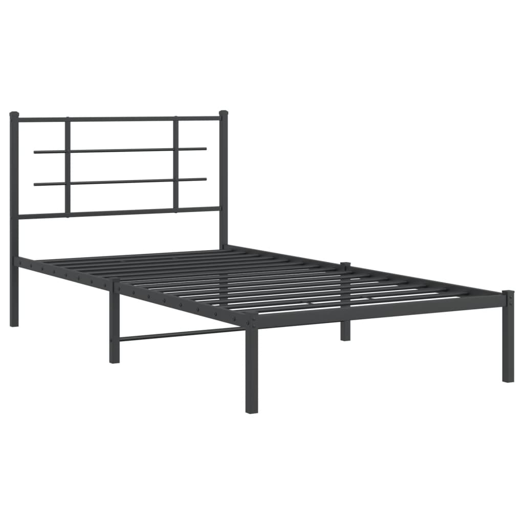 vidaXL Cadru de pat din metal cu tăblie, negru, 100x200 cm