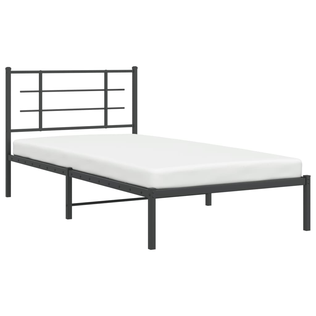 vidaXL Cadru de pat din metal cu tăblie, negru, 100x200 cm