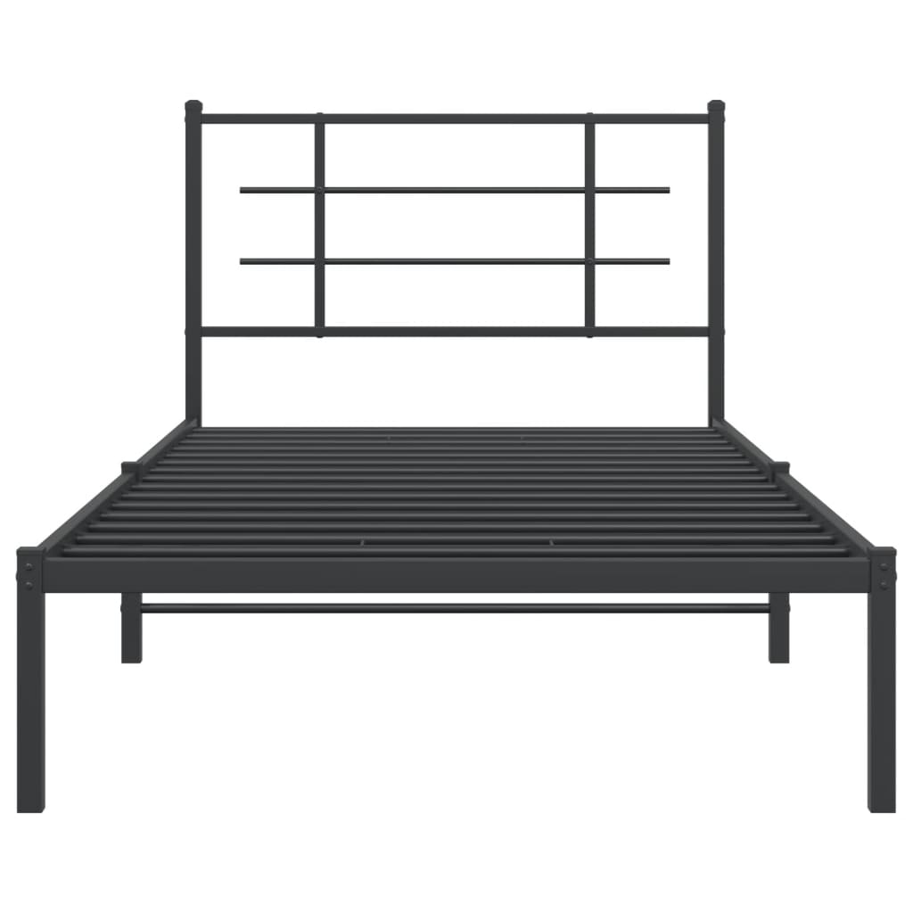 vidaXL Cadru de pat din metal cu tăblie, negru, 100x200 cm