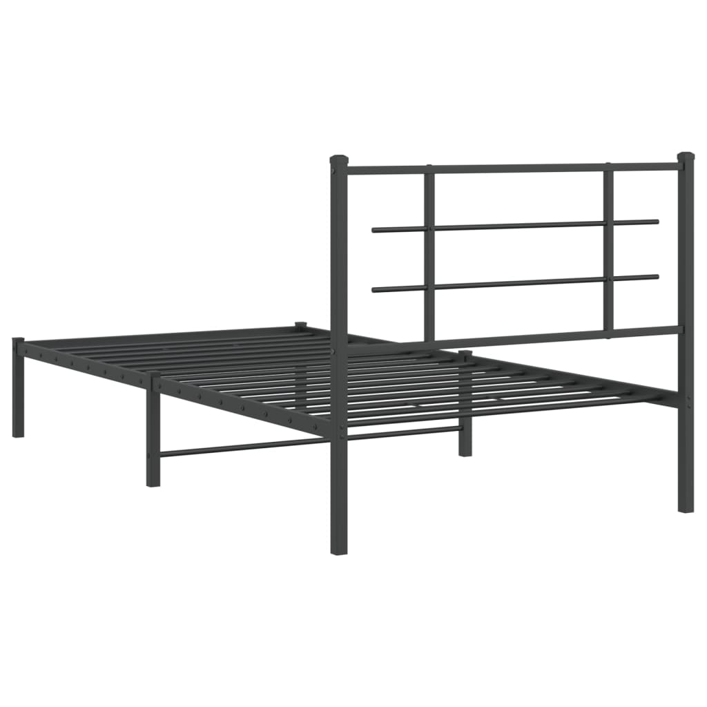 vidaXL Cadru de pat din metal cu tăblie, negru, 100x200 cm