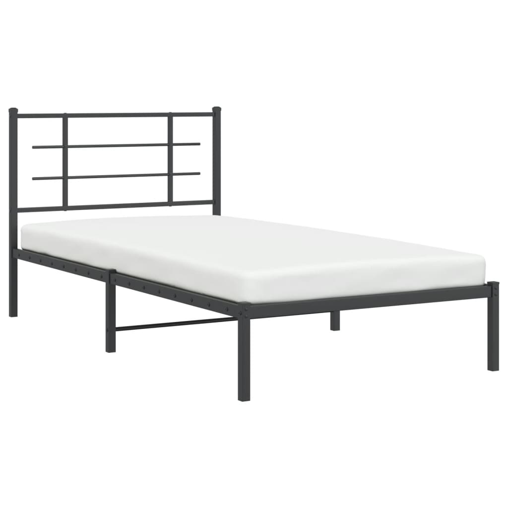 vidaXL Cadru de pat din metal cu tăblie, negru, 107x203 cm