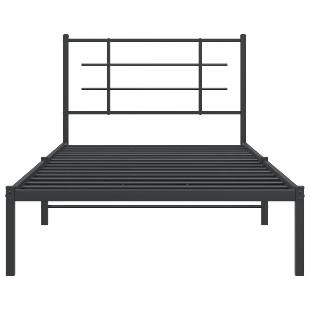vidaXL Cadru de pat din metal cu tăblie, negru, 107x203 cm
