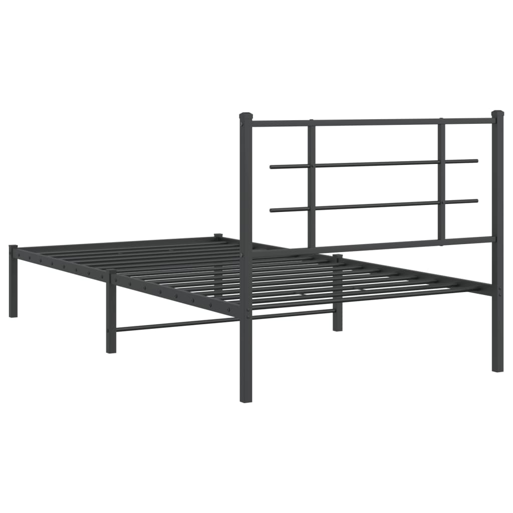 vidaXL Cadru de pat din metal cu tăblie, negru, 107x203 cm