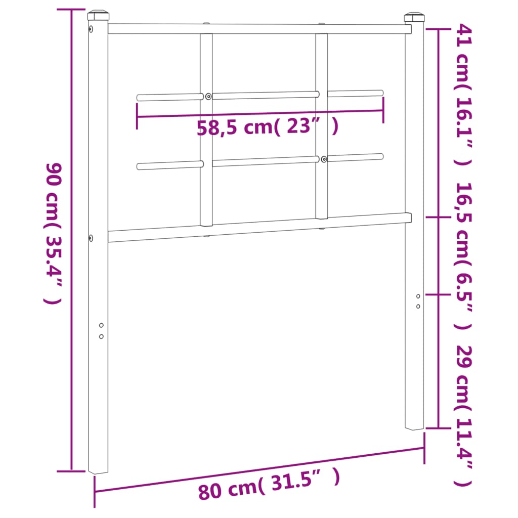 vidaXL Tăblie de pat metalică, negru, 75 cm