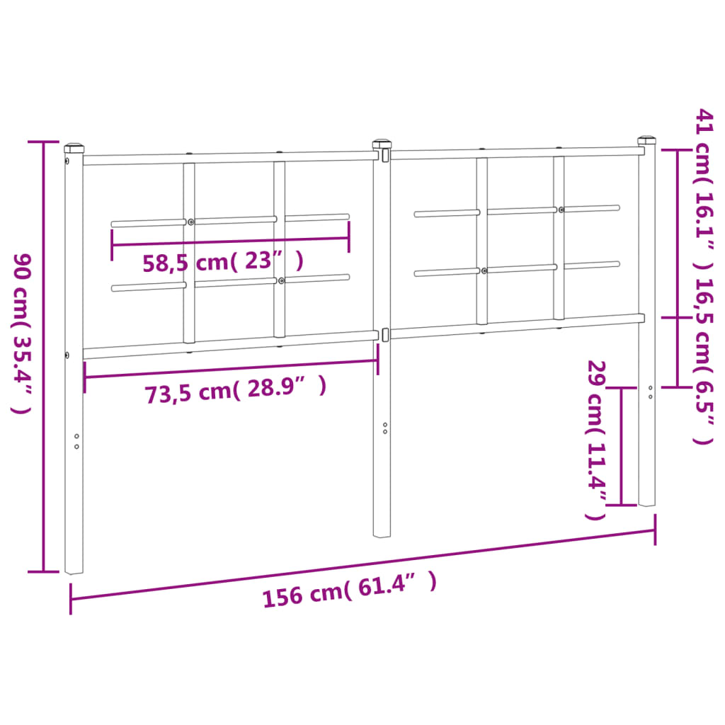 vidaXL Tăblie de pat metalică, negru, 150 cm vidaXL Tăblie de pat metalică, negru, 150 cm