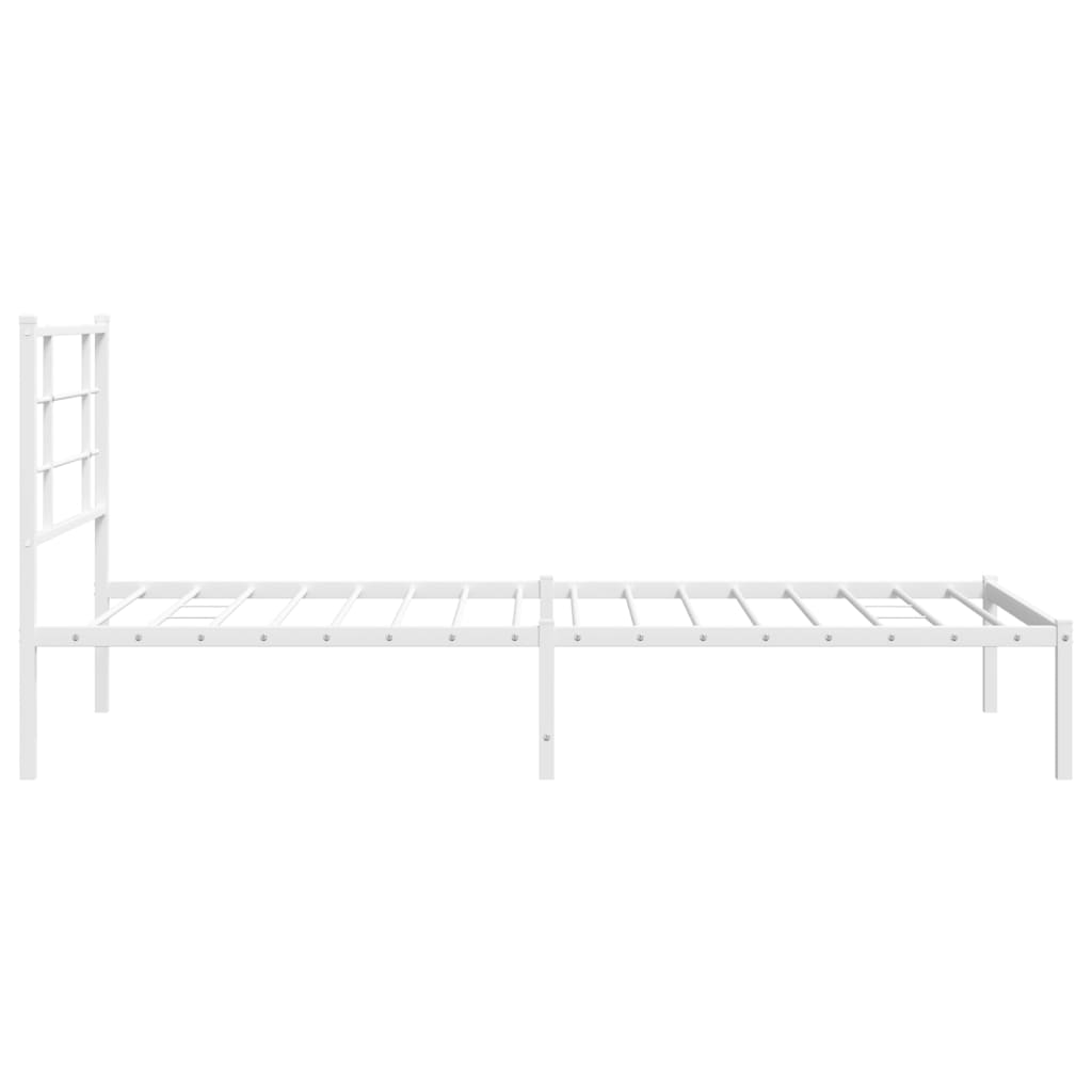 vidaXL Cadru de pat din metal cu tăblie, alb, 100x200 cm