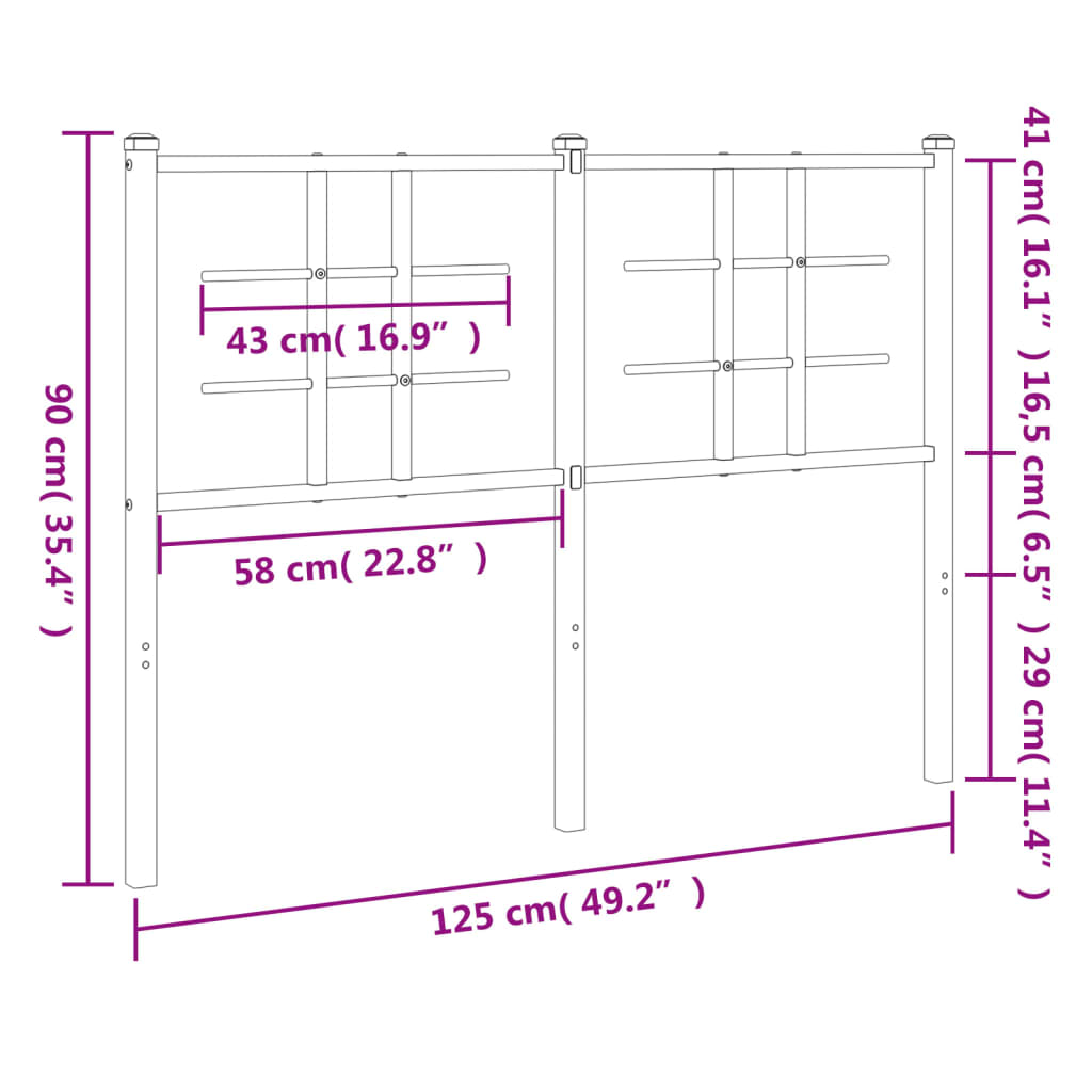 vidaXL Tăblie de pat metalică, alb, 120 cm