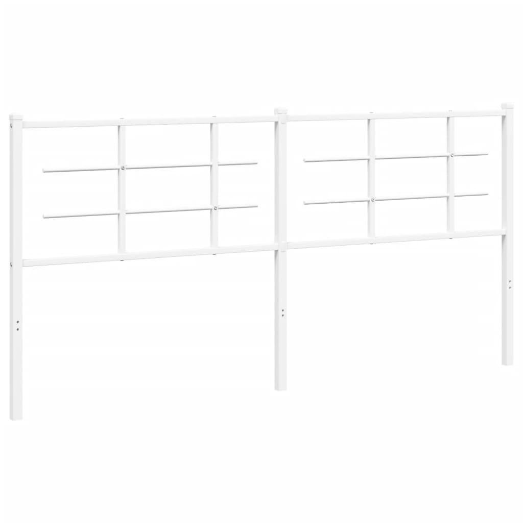 vidaXL Tăblie de pat metalică, alb, 180 cm