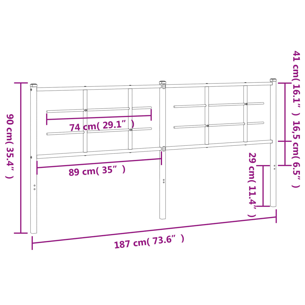 vidaXL Tăblie de pat metalică, alb, 180 cm