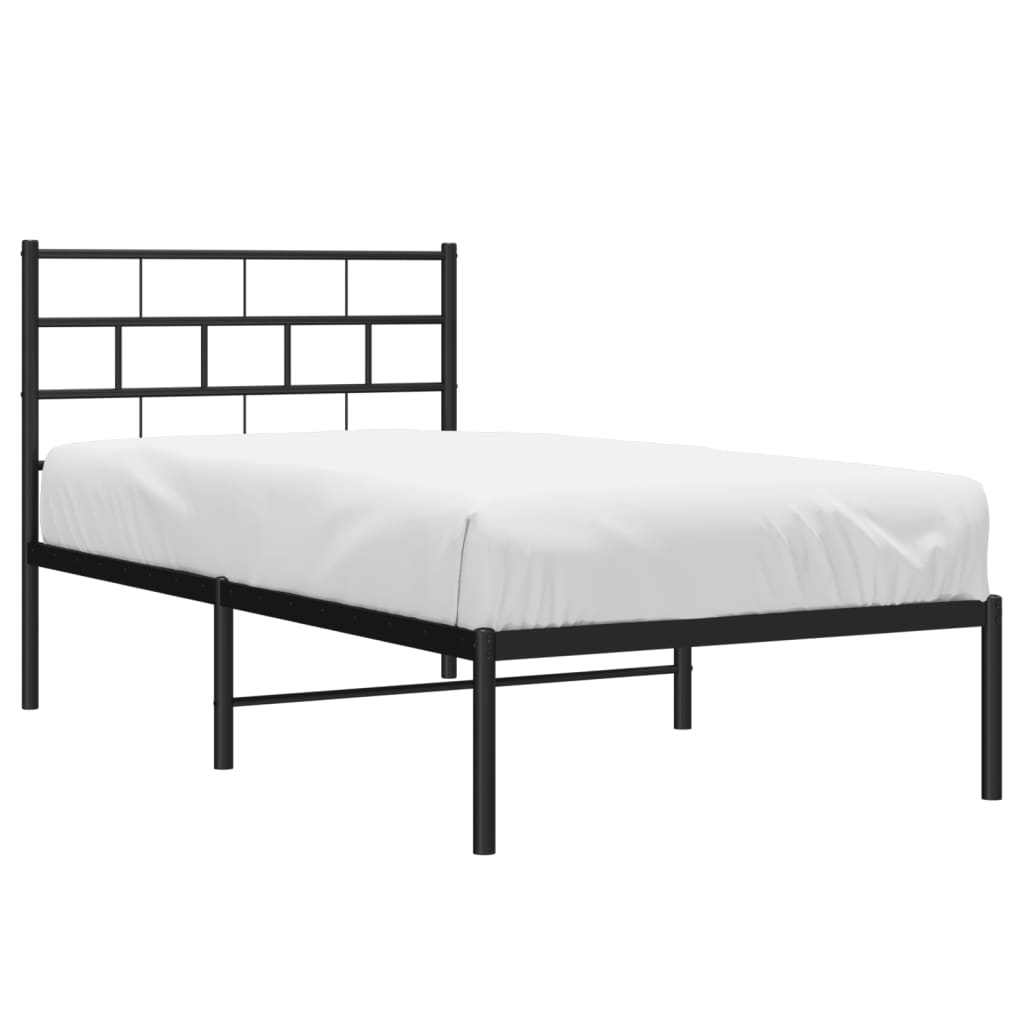 vidaXL Cadru de pat din metal cu tăblie, negru, 107x203 cm