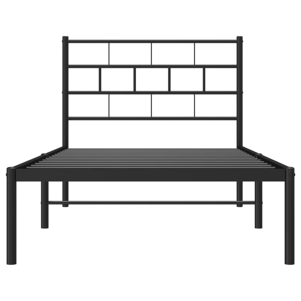 vidaXL Cadru de pat din metal cu tăblie, negru, 107x203 cm