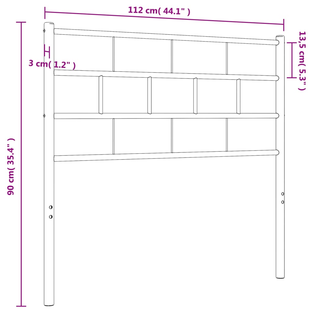 vidaXL Tăblie de pat metalică, negru, 107 cm vidaXL Tăblie de pat metalică, negru, 107 cm