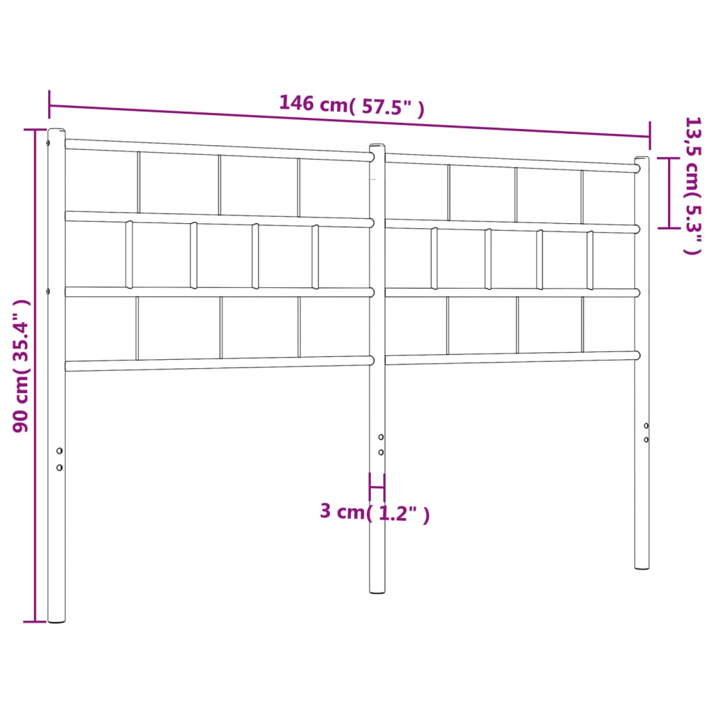 vidaXL Tăblie de pat metalică, negru, 140 cm