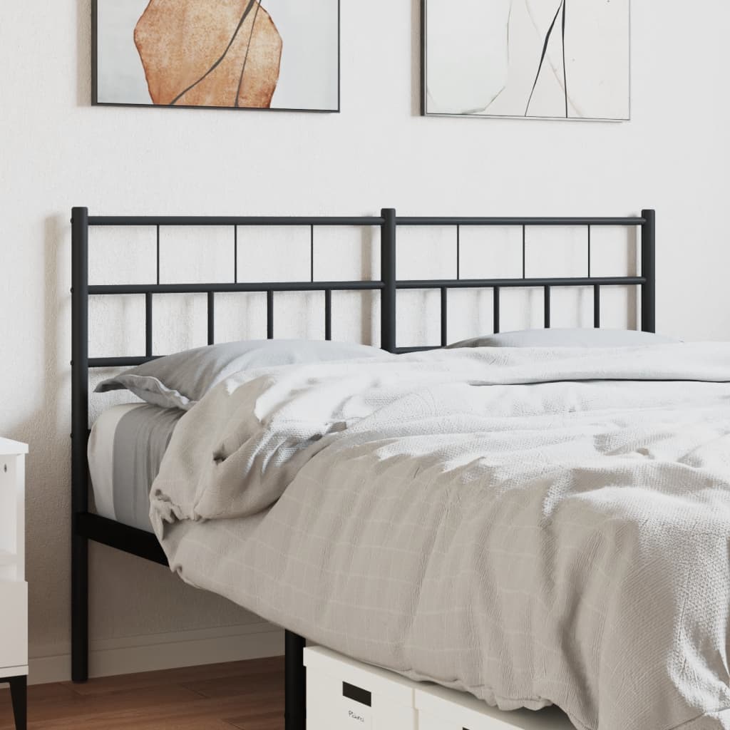 vidaXL Tăblie de pat metalică, negru, 140 cm