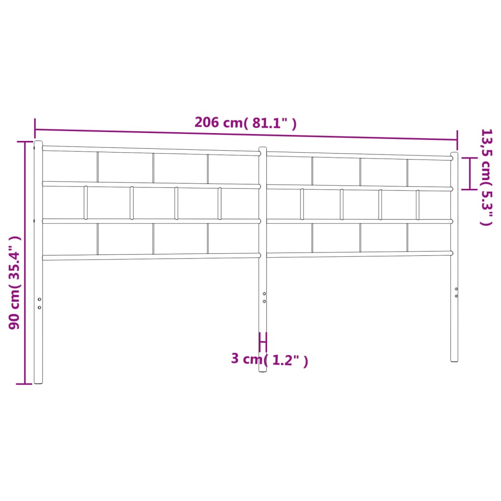 vidaXL Tăblie de pat metalică, negru, 200 cm