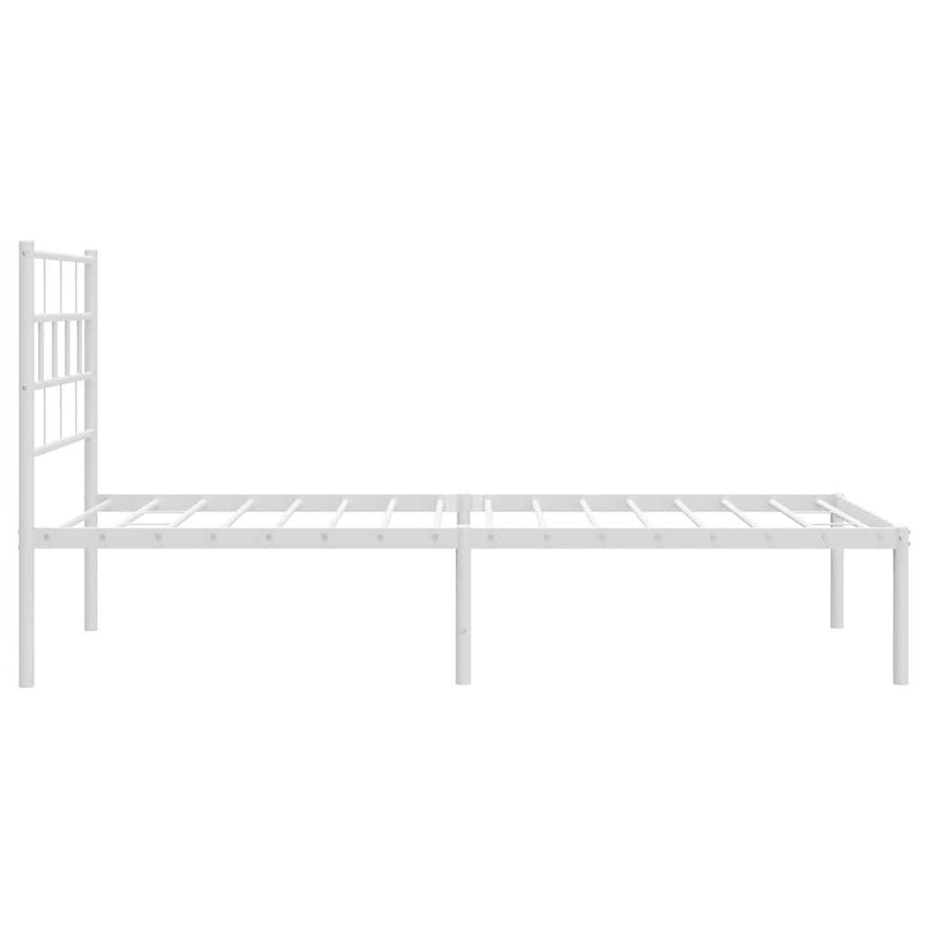 vidaXL Cadru de pat din metal cu tăblie, alb, 100x200 cm