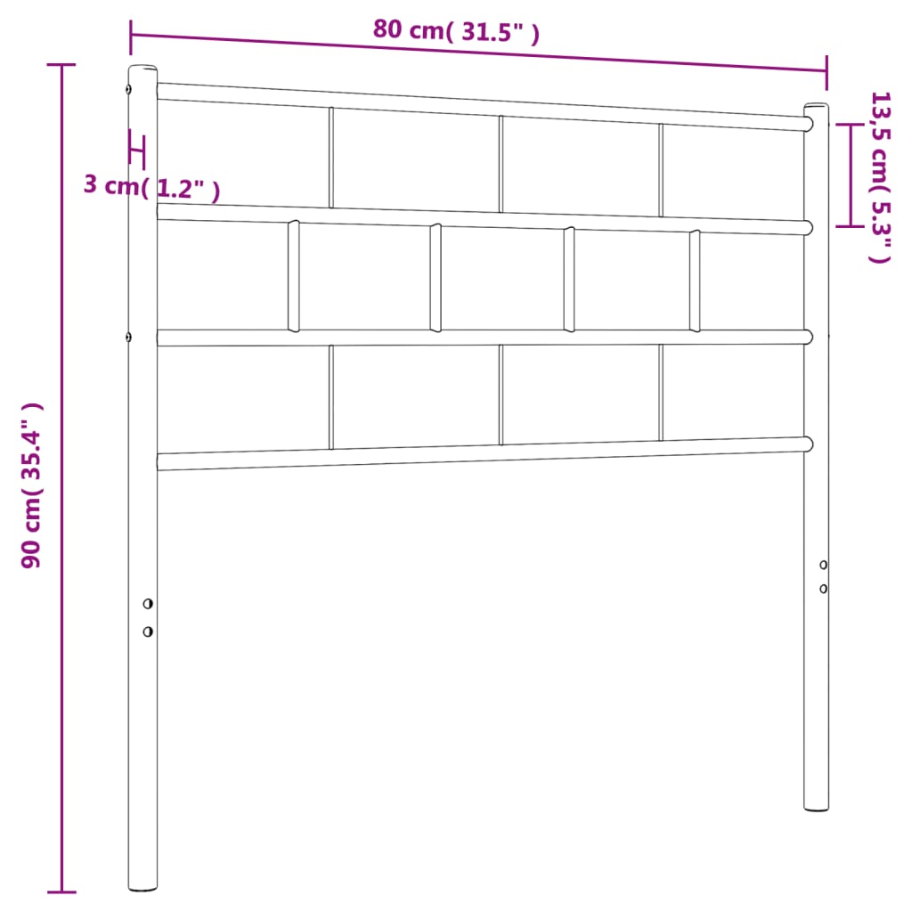 vidaXL Tăblie de pat metalică, alb, 75 cm vidaXL Tăblie de pat metalică, alb, 75 cm