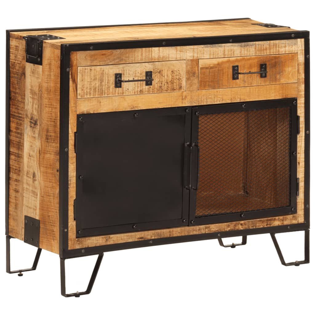 vidaXL Dulap, 80x31x66 cm, lemn masiv de mango brut și metal vidaXL Dulap, 80x31x66 cm, lemn masiv de mango brut și metal