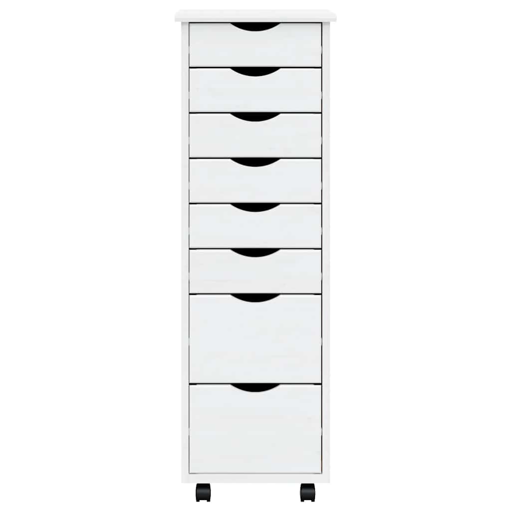 vidaXL Dulap rulant cu sertare MOSS, alb, lemn masiv de pin