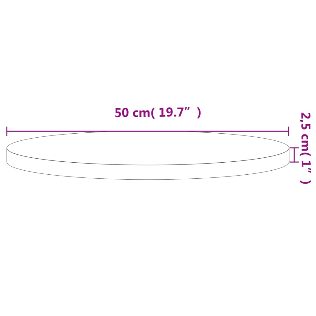 vidaXL Blat de masă rotund, Ø50x2,5 cm, lemn masiv de fag vidaXL Blat de masă rotund, Ø50x2,5 cm, lemn masiv de fag
