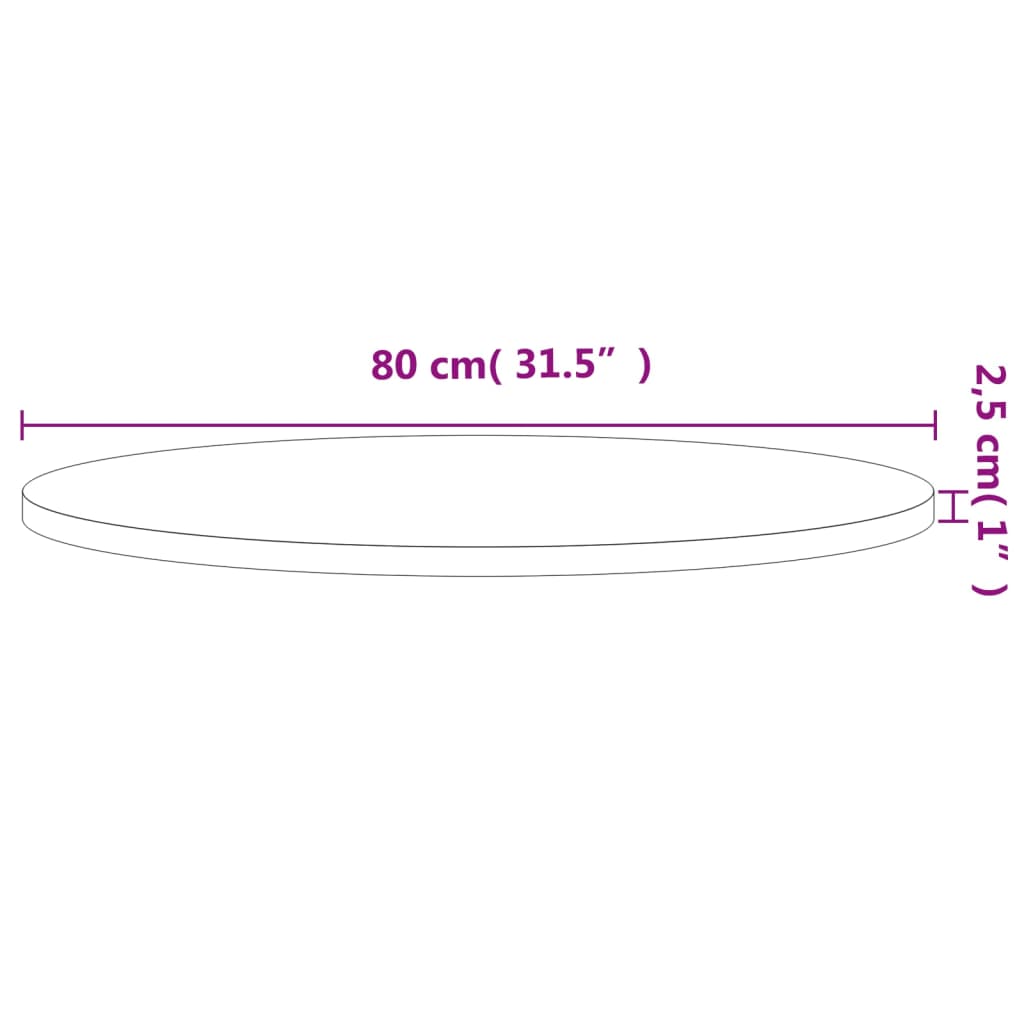 vidaXL Blat de masă rotund, Ø80x2,5 cm, lemn masiv de fag vidaXL Blat de masă rotund, Ø80x2,5 cm, lemn masiv de fag