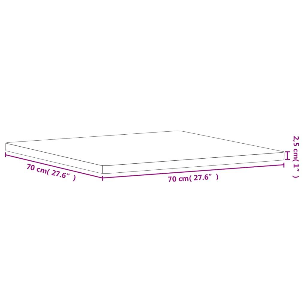 vidaXL Blat de masă pătrat, 70x70x2,5 cm, lemn masiv de fag