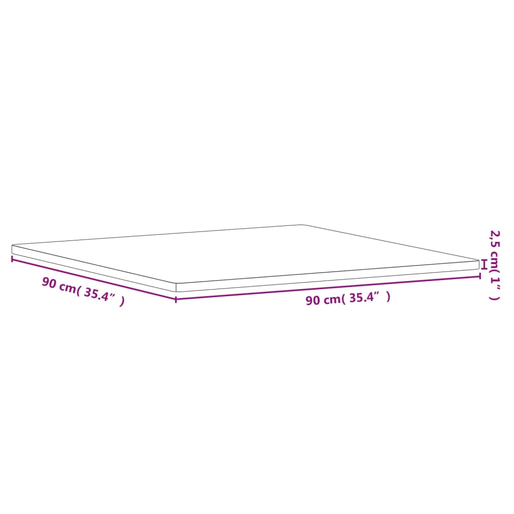 vidaXL Blat de masă pătrat, 90x90x2,5 cm, lemn masiv de fag