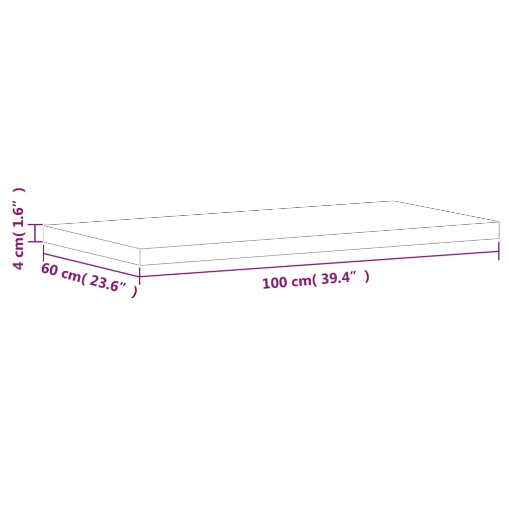 vidaXL Blat de baie, 100x60x4 cm, lemn masiv de fag vidaXL Blat de baie, 100x60x4 cm, lemn masiv de fag