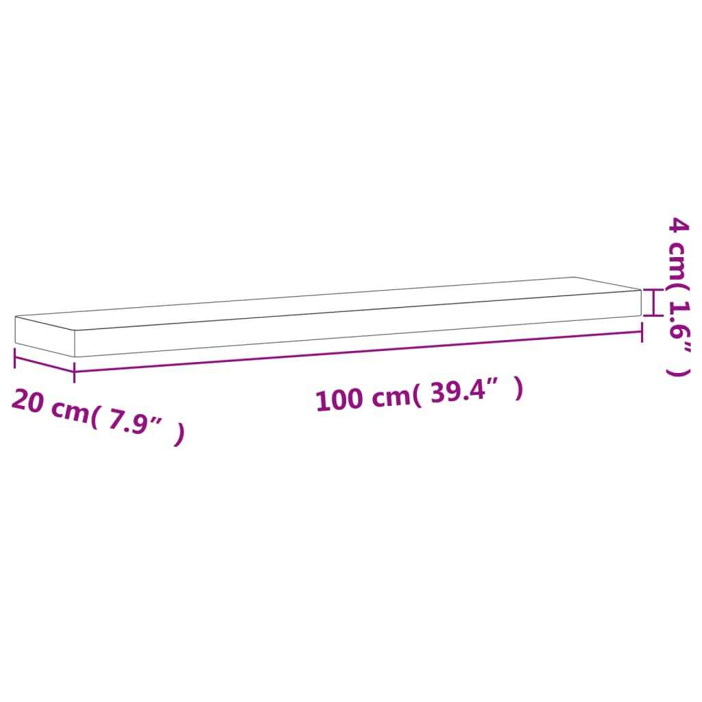 vidaXL Raft de perete, 100x20x4 cm, lemn masiv de fag