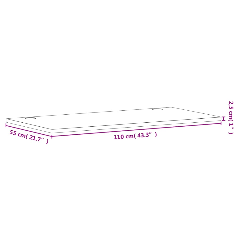 vidaXL Blat de birou, 110x55x2,5 cm, lemn masiv de fag vidaXL Blat de birou, 110x55x2,5 cm, lemn masiv de fag