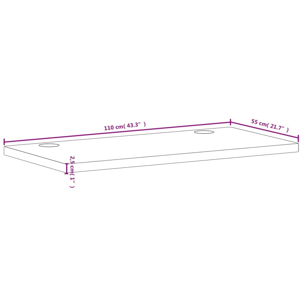 vidaXL Blat de birou, 110x55x2,5 cm, lemn masiv de fag vidaXL Blat de birou, 110x55x2,5 cm, lemn masiv de fag