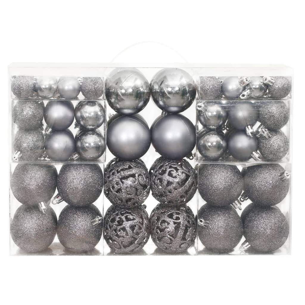 vidaXL Globuri de Crăciun, 100 buc, gri, 3 / 4 / 6 cm vidaXL Globuri de Crăciun, 100 buc, gri, 3 / 4 / 6 cm