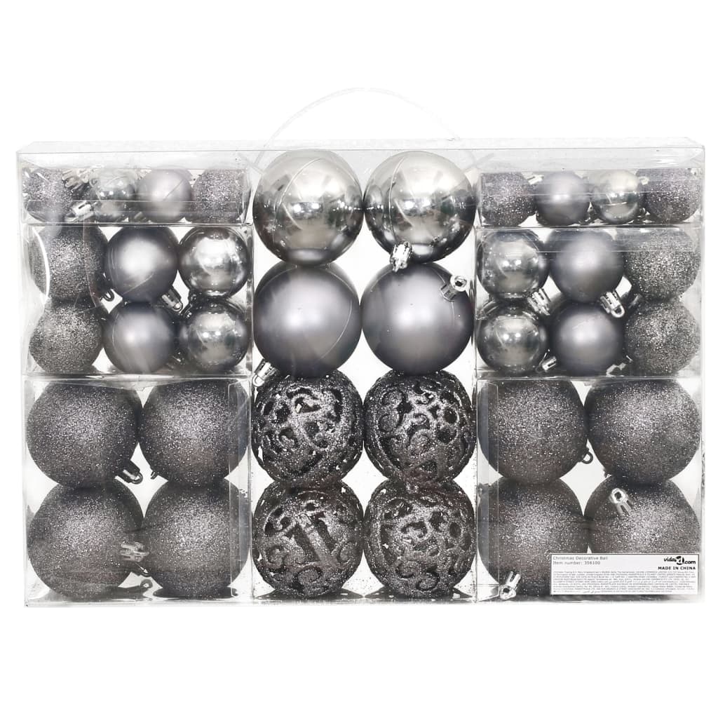 vidaXL Globuri de Crăciun, 100 buc, gri, 3 / 4 / 6 cm vidaXL Globuri de Crăciun, 100 buc, gri, 3 / 4 / 6 cm