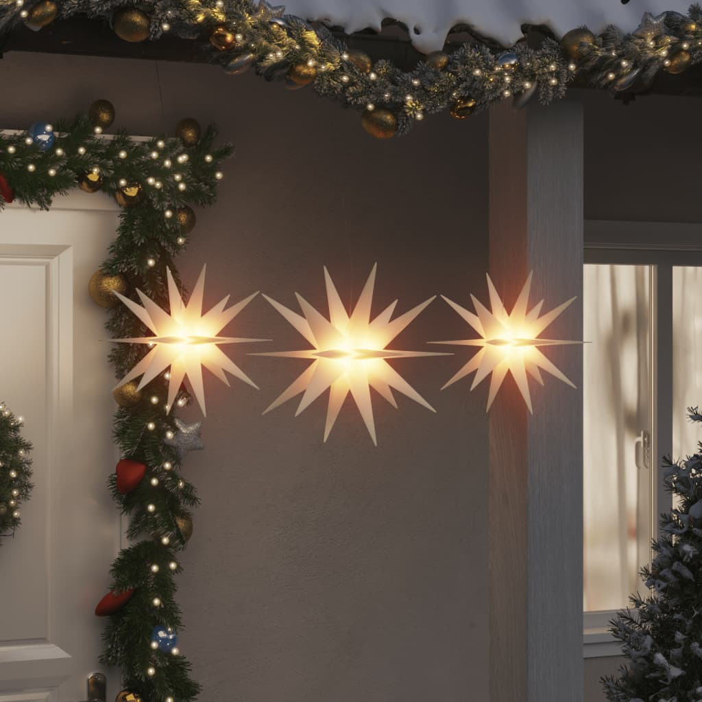 vidaXL Lumini de Crăciun cu LED-uri, 3 buc., alb, pliabil vidaXL Lumini de Crăciun cu LED-uri, 3 buc., alb, pliabil