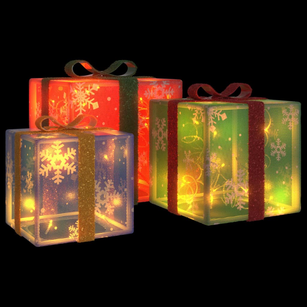 vidaXL Cutii de Crăciun iluminate, 3 buc., 64 LED-uri, alb cald vidaXL Cutii de Crăciun iluminate, 3 buc., 64 LED-uri, alb cald
