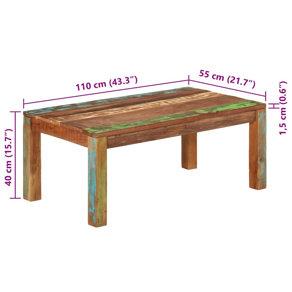 vidaXL Măsuță de cafea, 110 x 55 x 40 cm, Lemn masiv recuperat vidaXL Măsuță de cafea, 110 x 55 x 40 cm, Lemn masiv recuperat