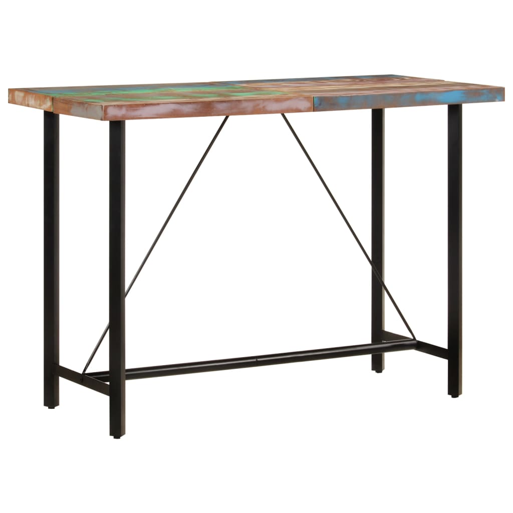 vidaXL Masă de bar, 150x70x107 cm, lemn masiv reciclat și fier vidaXL Masă de bar, 150x70x107 cm, lemn masiv reciclat și fier