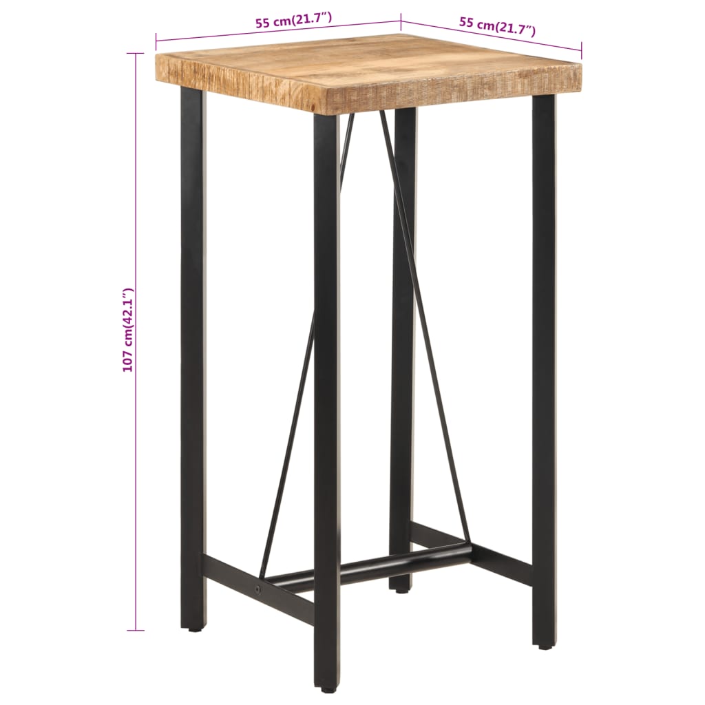 vidaXL Masă de bar, 55x55x107 cm, lemn masiv de mango și fier vidaXL Masă de bar, 55x55x107 cm, lemn masiv de mango și fier